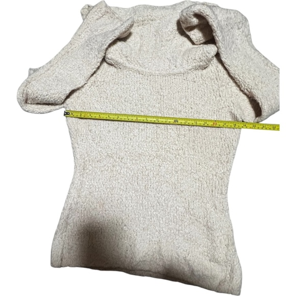 Bebe Sweater off the shoulder or cowl Cream Size L Soft Party Vintage EUC - Picture 13 of 14